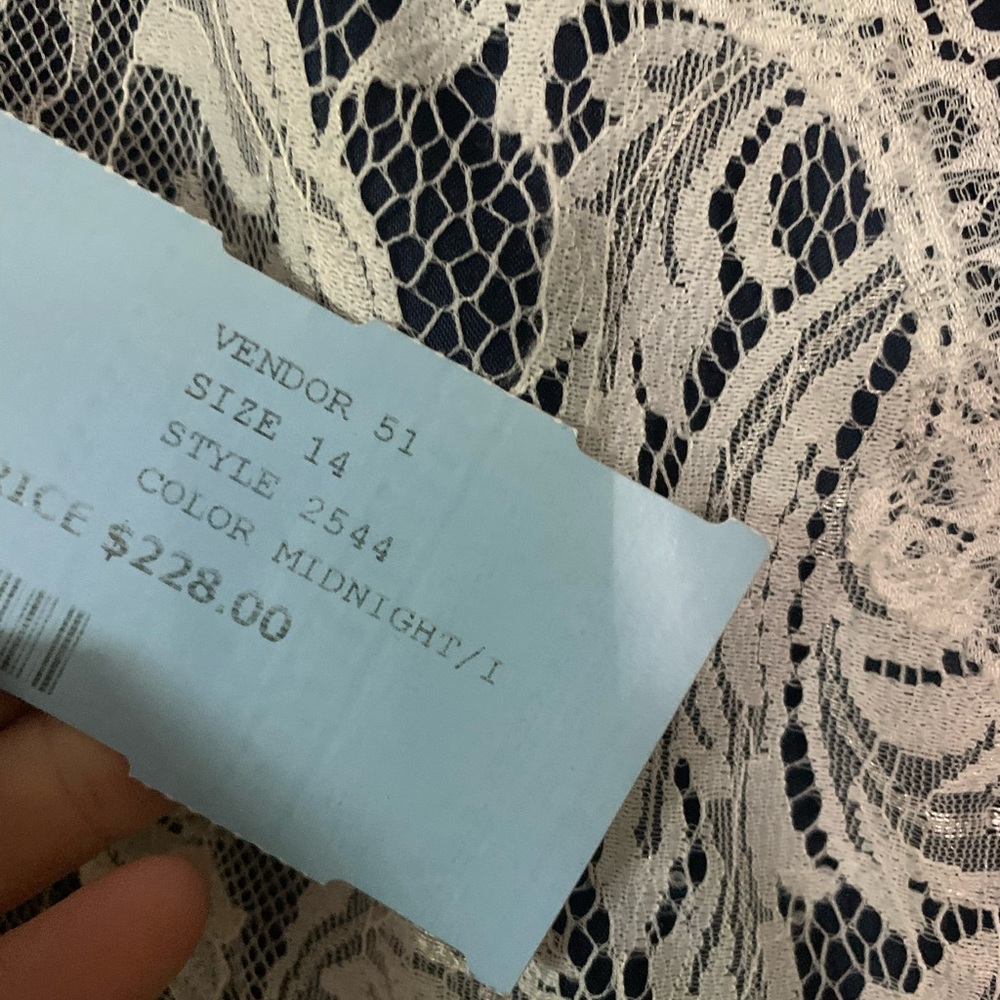 Da Vinci sz14 White Lace & Navy Chiffon Mermaid Bridesmaids Dress Floor Length - Picture 11 of 13